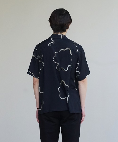 BAL バル ブラックレーヨン オープンカラーシャツ ギャバシャツ BAL バル ブラックレーヨン オープンカラーシャツ ギャバシャツ BAL