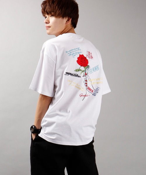SUGGESTION（サジェッション）の「【SUGGESTION】バラ刺繍ビッグ 半袖T