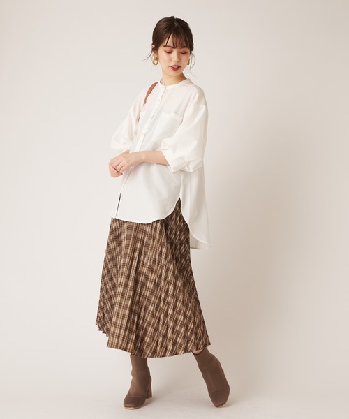 natural couture(ナチュラルクチュール)の「チェック柄プリーツスカート(スカート・レディース・ブラック/ブラウン/グリーン・FREE)」の8枚目の写真