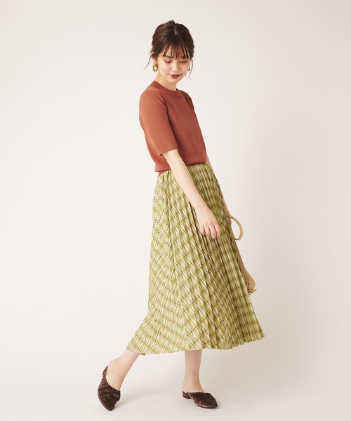 natural couture(ナチュラルクチュール)の「チェック柄プリーツスカート(スカート・レディース・ブラック/ブラウン/グリーン・FREE)」の14枚目の写真