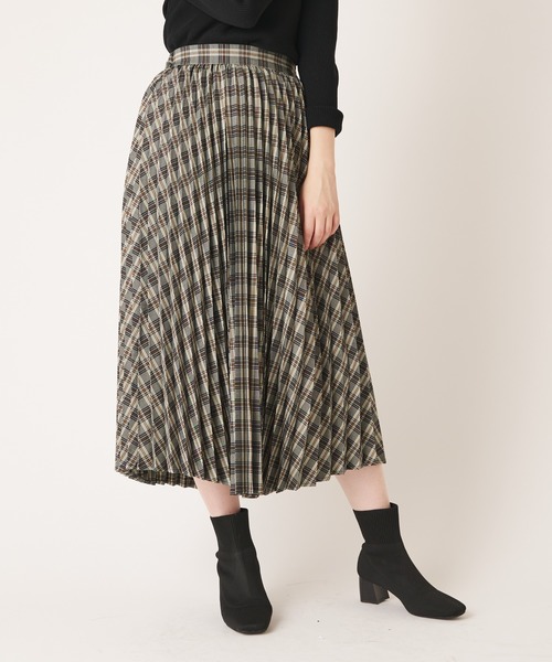 natural couture(ナチュラルクチュール)の「チェック柄プリーツスカート(スカート・レディース・ブラック/ブラウン/グリーン・FREE)」の16枚目の写真