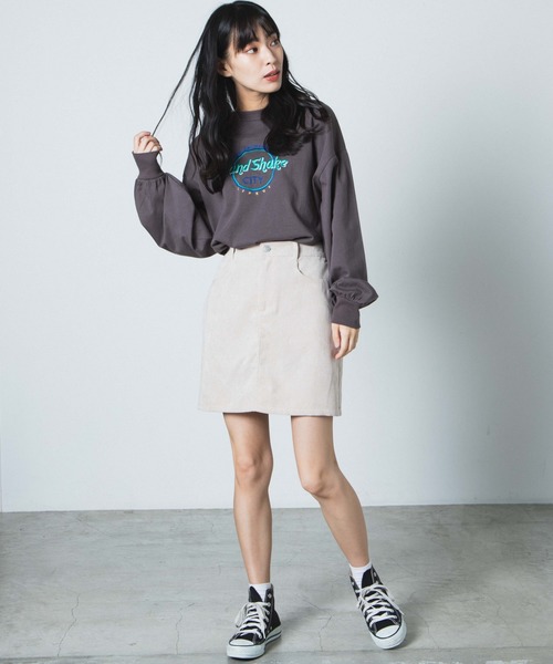 WEGO（ウィゴー）の「WEGO/コーデュロイミニスカート（スカート・レディース・ブラック/パープル/ブラウン/アイボリー・SMALL/MEDIUM/LARGE）」の7枚目の写真