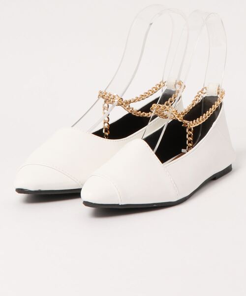 KOBE LETTUCE(コウベレタス)の「チェーンアンクレットフラットパンプス(パンプス・レディース・グリーン系その他/ホワイト/ブラック/レッド系その他・M/LL/L/S)」の1枚目の写真