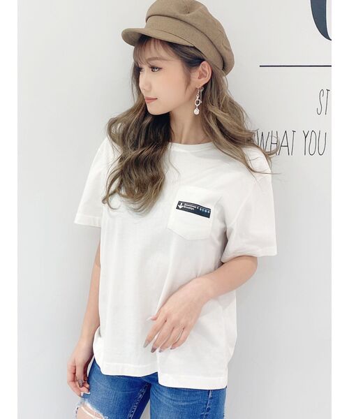 yuhan wang ホワイト Tシャツ ポニー ジェイダ GYDA TRUTH/DARE BUNNYポケットTシャツ（オフホワイト