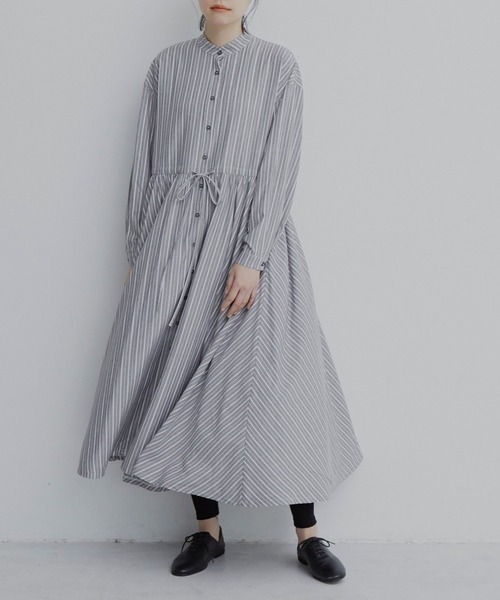 Libra Cue（リブラ キュー）の「ストライプボリュームシャツワンピース（シャツワンピース・レディース・ネイビー/グレー/ピンク・FREE）」の6枚目の写真