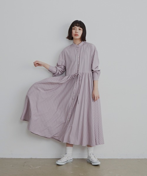 Libra Cue（リブラ キュー）の「ストライプボリュームシャツワンピース（シャツワンピース・レディース・ネイビー/グレー/ピンク・FREE）」の14枚目の写真