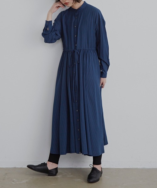 セール】ストライプボリュームシャツワンピース（シャツワンピース