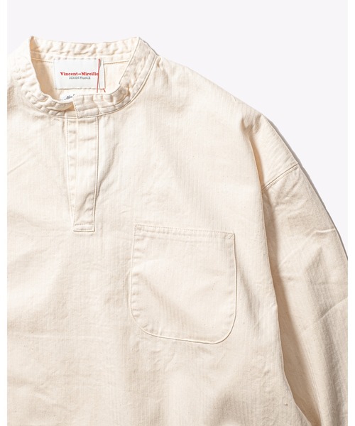 Vincent et Mireille（バンソンエミレイユ）の「【VINCENT ET MIREILLE ヴァンソンエミレイユ】UNISEX ヘリンボーンスモック（シャツ/ブラウス・メンズ・サンドベージュ/オフホワイト/ネイビー/ブラック・40/42/36）」の20枚目の写真
