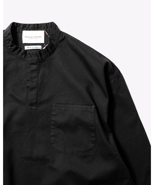 Vincent et Mireille（バンソンエミレイユ）の「【VINCENT ET MIREILLE ヴァンソンエミレイユ】UNISEX ヘリンボーンスモック（シャツ/ブラウス・メンズ・サンドベージュ/オフホワイト/ネイビー/ブラック・40/42/36）」の7枚目の写真