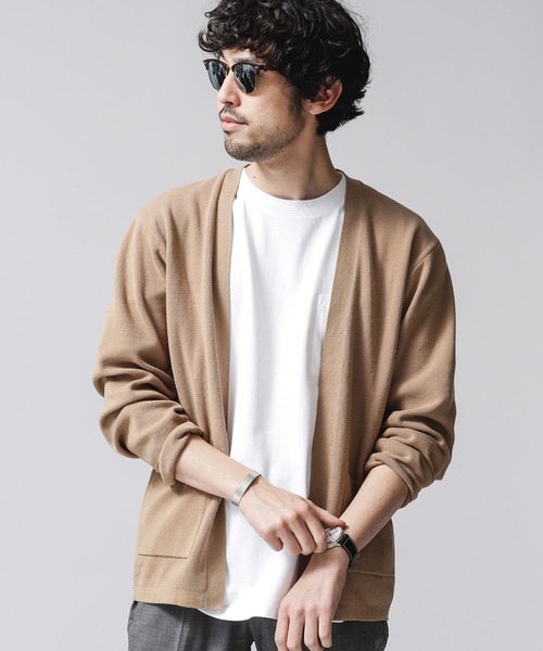 NANO universe（ナノユニバース）の「ソロテックスハーフミラノトッパーカーディガン（カーディガン/ボレロ・メンズ・ブラック/グレー/ベージュ・SMALL/LARGE/X-LARGE/MEDIUM）」の3枚目の写真