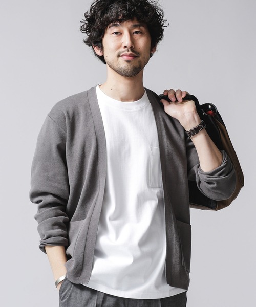 NANO universe（ナノユニバース）の「ソロテックスハーフミラノトッパーカーディガン（カーディガン/ボレロ・メンズ・ブラック/グレー/ベージュ・SMALL/LARGE/X-LARGE/MEDIUM）」の2枚目の写真