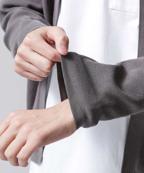 NANO universe（ナノユニバース）の「ソロテックスハーフミラノトッパーカーディガン（カーディガン/ボレロ・メンズ・ブラック/グレー/ベージュ・SMALL/LARGE/X-LARGE/MEDIUM）」の8枚目の写真