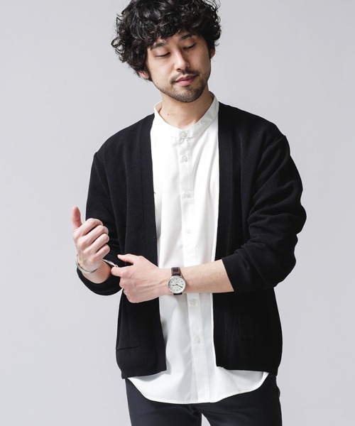 NANO universe（ナノユニバース）の「ソロテックスハーフミラノトッパーカーディガン（カーディガン/ボレロ・メンズ・ブラック/グレー/ベージュ・SMALL/LARGE/X-LARGE/MEDIUM）」の11枚目の写真