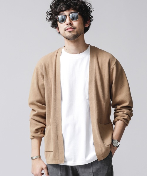 NANO universe（ナノユニバース）の「ソロテックスハーフミラノトッパーカーディガン（カーディガン/ボレロ・メンズ・ブラック/グレー/ベージュ・SMALL/LARGE/X-LARGE/MEDIUM）」の4枚目の写真