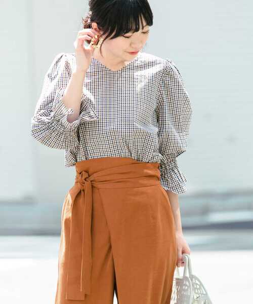 KBF+（ケービーエフプラス）の「KBF+　ショルダータックチェックブラウス∴（シャツ/ブラウス・レディース・ブラウン系その他/ブルー系その他/イエロー系その他・ONE）」の15枚目の写真