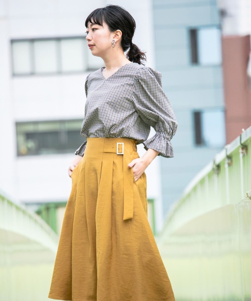 KBF+（ケービーエフプラス）の「KBF+　ショルダータックチェックブラウス∴（シャツ/ブラウス・レディース・ブラウン系その他/ブルー系その他/イエロー系その他・ONE）」の10枚目の写真