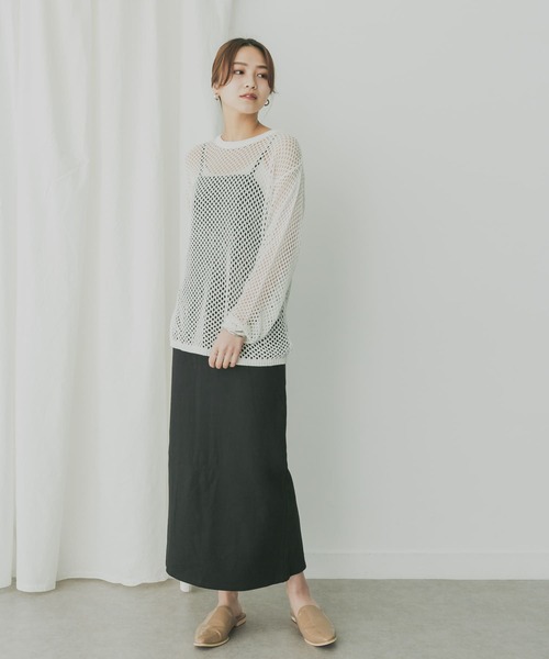 KBF+（ケービーエフプラス）の「KBF+　メッシュニットプルオーバー（ニット/セーター・レディース・ライトブルー/ブラック/アイボリー・ONE）」の6枚目の写真