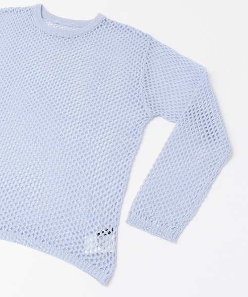 KBF+（ケービーエフプラス）の「KBF+　メッシュニットプルオーバー（ニット/セーター・レディース・ライトブルー/ブラック/アイボリー・ONE）」の7枚目の写真