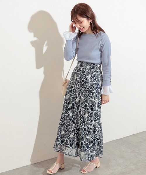 natural couture（ナチュラルクチュール）の「袖口シフォンひらりテレコメローT（Tシャツ/カットソー・レディース・ブラック/サックスブルー/アイボリー/ミント/ピンクベージュ・FREE）」の11枚目の写真