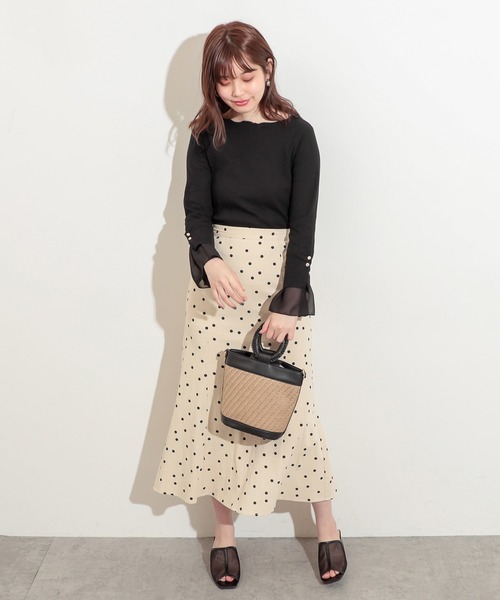 natural couture（ナチュラルクチュール）の「袖口シフォンひらりテレコメローT（Tシャツ/カットソー・レディース・ブラック/サックスブルー/アイボリー/ミント/ピンクベージュ・FREE）」の10枚目の写真