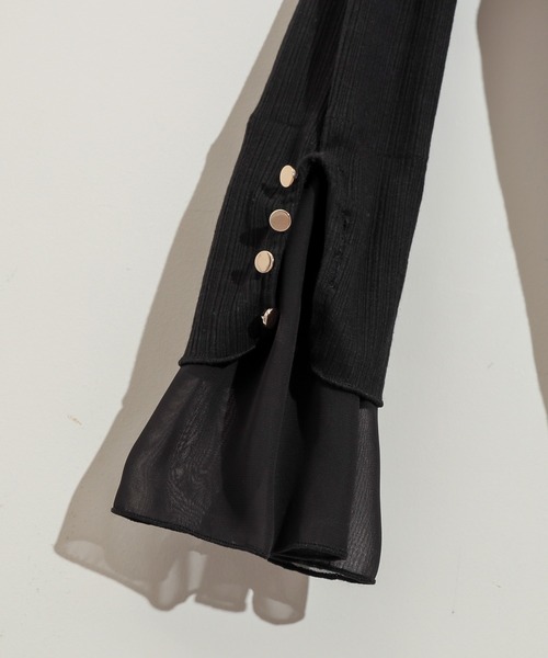 natural couture（ナチュラルクチュール）の「袖口シフォンひらりテレコメローT（Tシャツ/カットソー・レディース・ブラック/サックスブルー/アイボリー/ミント/ピンクベージュ・FREE）」の16枚目の写真