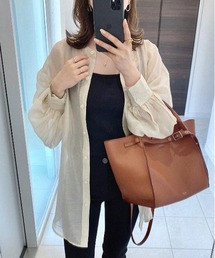 feepur | バンドカラーボリュームスリーブシアーシャツ(シャツ/ブラウス)