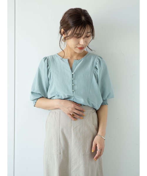 Green　Parks（グリーンパークス）の「パフスリーブブラウス＊（シャツ/ブラウス・レディース・ベージュ/ブルー/その他8・FREE）」の14枚目の写真