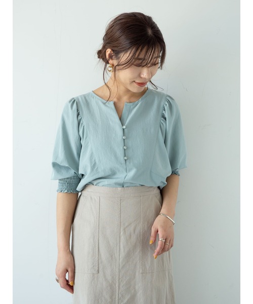 Green　Parks（グリーンパークス）の「パフスリーブブラウス＊（シャツ/ブラウス・レディース・ベージュ/ブルー/その他8・FREE）」の8枚目の写真