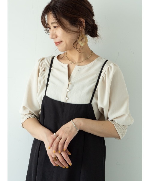 Green　Parks（グリーンパークス）の「パフスリーブブラウス＊（シャツ/ブラウス・レディース・ベージュ/ブルー/その他8・FREE）」の18枚目の写真