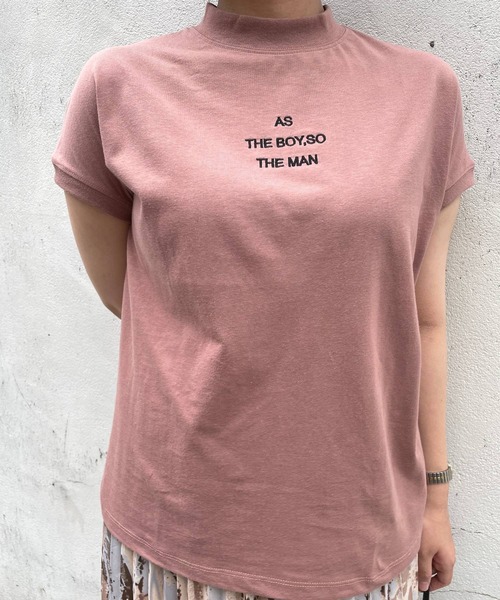 JUGLANS(ユグランス)の「☆ モックネック 刺繍Tシャツ(Tシャツ/カットソー・レディース・ブラック/ブラウン/ネイビー/ホワイト/グレー・M/L)」の4枚目の写真
