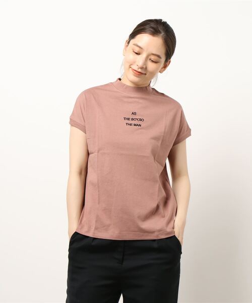 JUGLANS(ユグランス)の「☆ モックネック 刺繍Tシャツ(Tシャツ/カットソー・レディース・ブラック/ブラウン/ネイビー/ホワイト/グレー・M/L)」の9枚目の写真