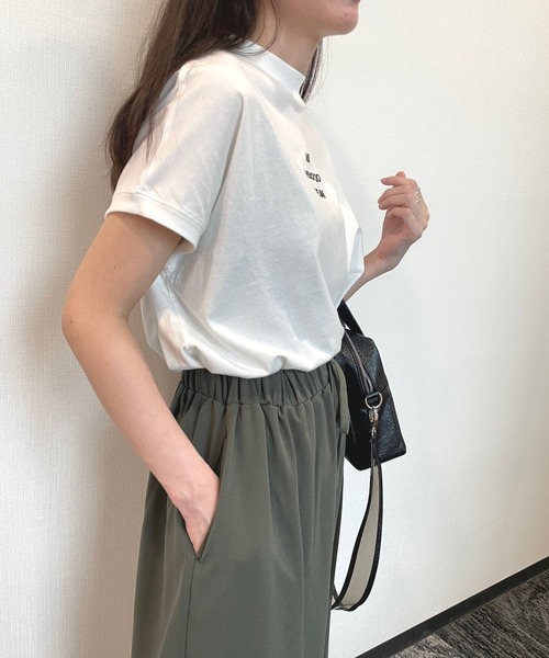 JUGLANS(ユグランス)の「☆ モックネック 刺繍Tシャツ(Tシャツ/カットソー・レディース・ブラック/ブラウン/ネイビー/ホワイト/グレー・M/L)」の15枚目の写真