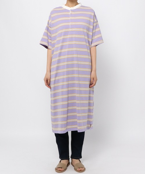 studio CLIP(スタディオクリップ)の「【低身長向けアイテム/WEB限定】ボーダーラガーワンピース(ワンピース・レディース・ブルー/ラベンダー・FREE)」の6枚目の写真