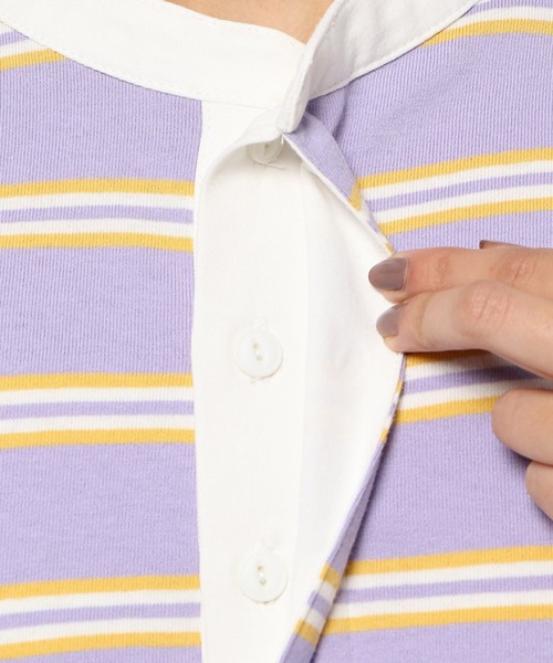 studio CLIP(スタディオクリップ)の「【低身長向けアイテム/WEB限定】ボーダーラガーワンピース(ワンピース・レディース・ブルー/ラベンダー・FREE)」の10枚目の写真