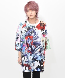 TRAVAS TOKYO（トラバス トウキョウ）の「『TRAVAS TOKYO/トラバス トーキョー』Chaotic art2 Super BIG Tee/総柄プリント BIG Tシャツ（Tシャツ/カットソー・メンズ）」