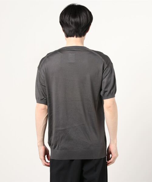ESTNATION（エストネーション）の「ESTNATION / ウォッシャブルシルク半袖ニットTシャツ（ニット/セーター・メンズ・ブラック/チャコールグレー/ブルー・SMALL/LARGE/MEDIUM）」の10枚目の写真