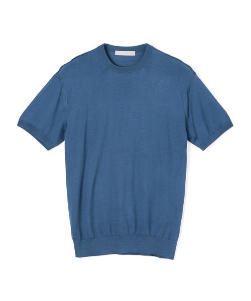 ESTNATION（エストネーション）の「ESTNATION / ウォッシャブルシルク半袖ニットTシャツ（ニット/セーター・メンズ・ブラック/チャコールグレー/ブルー・SMALL/LARGE/MEDIUM）」の3枚目の写真
