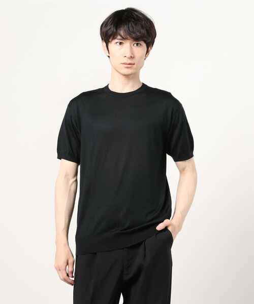 ESTNATION（エストネーション）の「ESTNATION / ウォッシャブルシルク半袖ニットTシャツ（ニット/セーター・メンズ・ブラック/チャコールグレー/ブルー・SMALL/LARGE/MEDIUM）」の8枚目の写真