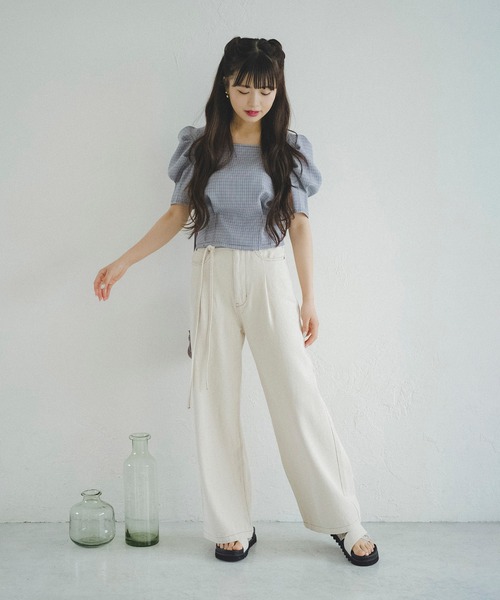 FREE'S MART(フリーズマート)の「スクエアネック短丈半袖ボリュームスリーブブラウス(シャツ/ブラウス・レディース・グリーン系その他/ブラック系その他/パープル系その他/ベージュ系その他・FREE)」の18枚目の写真