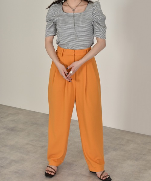 w closet（ダブルクローゼット）の「細ボーダーボリューム袖テレコプルオーバー（Tシャツ/カットソー・レディース・ホワイト×ブラック/ピンク系その他/サックスブルー/ライトパープル/ブラウン・FREE）」の17枚目の写真