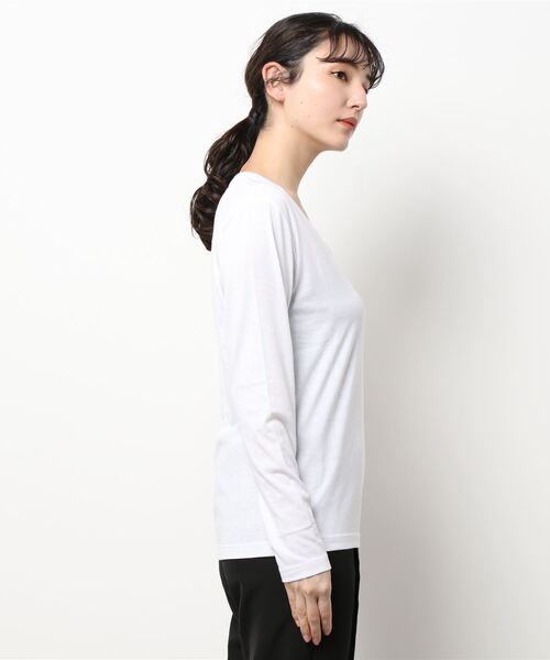 B.I.D.(ビーアイディー)の「【Bl】天竺Vネック長袖Tシャツ(Tシャツ/カットソー・レディース・ホワイト/ネイビー/グレー/ブラック・LARGE/X-LARGE/MEDIUM)」の5枚目の写真