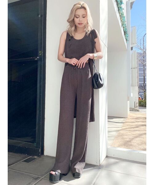 GYDA（ジェイダ）の「【SETUP着用可】H/Wワイドパイルニットパンツ（その他パンツ・レディース・ベージュ/チャコールグレー・FREE）」の8枚目の写真