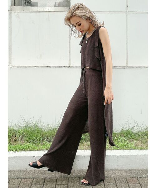 GYDA（ジェイダ）の「【SETUP着用可】H/Wワイドパイルニットパンツ（その他パンツ・レディース・ベージュ/チャコールグレー・FREE）」の10枚目の写真