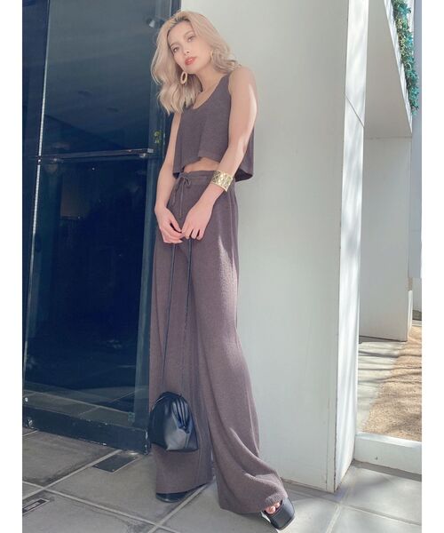 GYDA（ジェイダ）の「【SETUP着用可】H/Wワイドパイルニットパンツ（その他パンツ・レディース・ベージュ/チャコールグレー・FREE）」の7枚目の写真