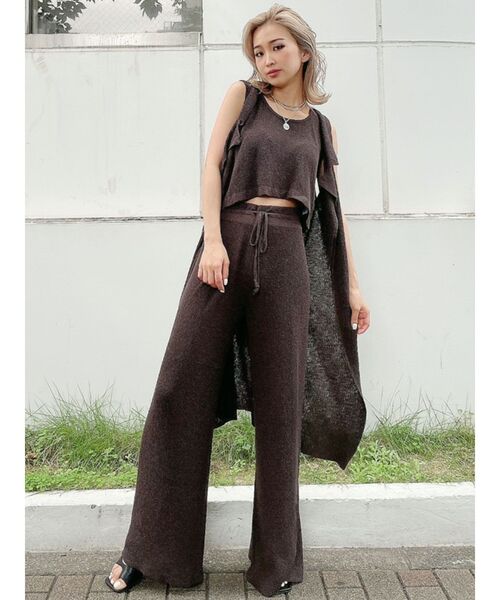 GYDA（ジェイダ）の「【SETUP着用可】H/Wワイドパイルニットパンツ（その他パンツ・レディース・ベージュ/チャコールグレー・FREE）」の5枚目の写真