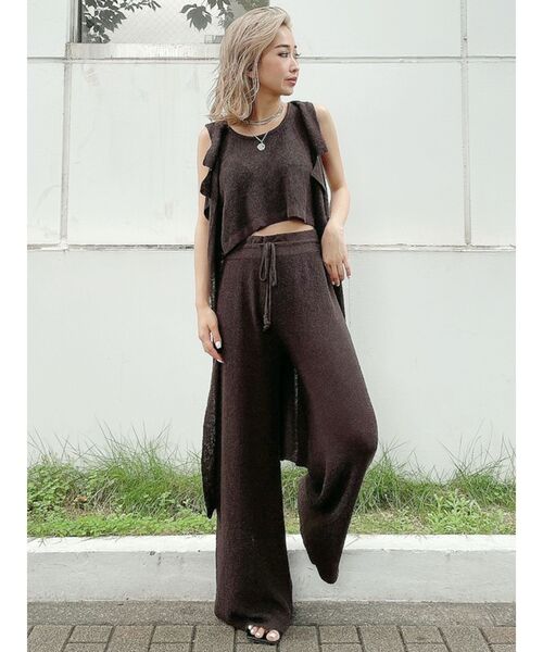 GYDA（ジェイダ）の「【SETUP着用可】H/Wワイドパイルニットパンツ（その他パンツ・レディース・ベージュ/チャコールグレー・FREE）」の12枚目の写真