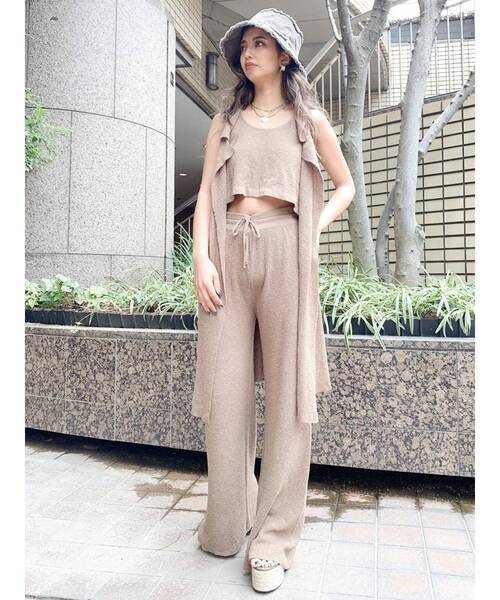 GYDA（ジェイダ）の「【SETUP着用可】H/Wワイドパイルニットパンツ（その他パンツ・レディース・ベージュ/チャコールグレー・FREE）」の15枚目の写真