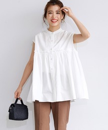 コットン切り替えギャザーシャツ