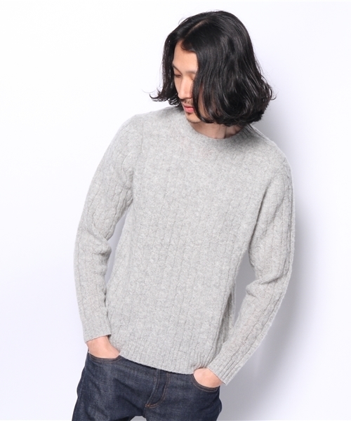 JOURNAL STANDARD（ジャーナルスタンダード）の「シェットランドケーブル クルーネックニット #○（ニット/セーター・メンズ・グレー/ブラック/ベージュ/アイボリー・MEDIUM/LARGE）」の7枚目の写真