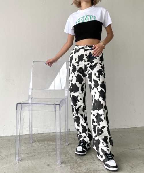 SHAGGIE（シャギー）の「COW柄ハイウエストデニムパンツ（デニムパンツ・レディース・ライトブルー/ブラック・SMALL/MEDIUM）」の13枚目の写真